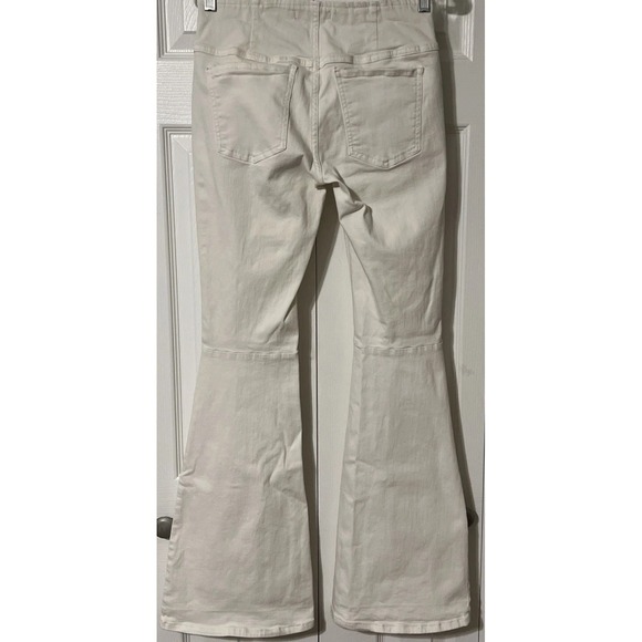Free People Penny Stretch Pull-On Mid Rise Flare Jeans Worn White SZ 29 (28x33) - Picture 2 of 11